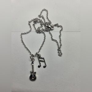 Guitar & Music Note Pendant Necklace